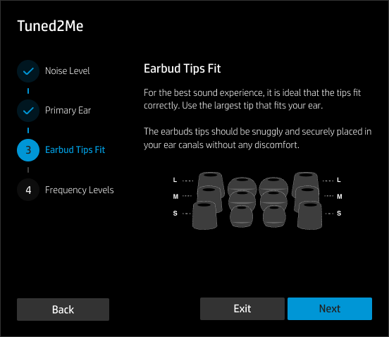 Tuned2Me modal — eartip fit introduction